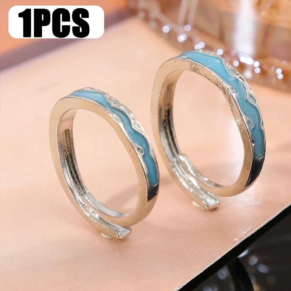 Romance Luminous Couple Ring Fashion Women Men Adjustable Finger Glow in Dark Blue Light Rings Vintage Luxury Love Couples Rings - Nextwave Zone