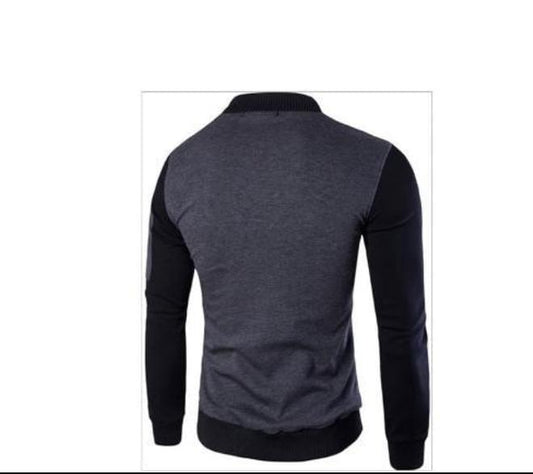 Men's two-tone black and gray long sleeve jacket, rear view, casual style