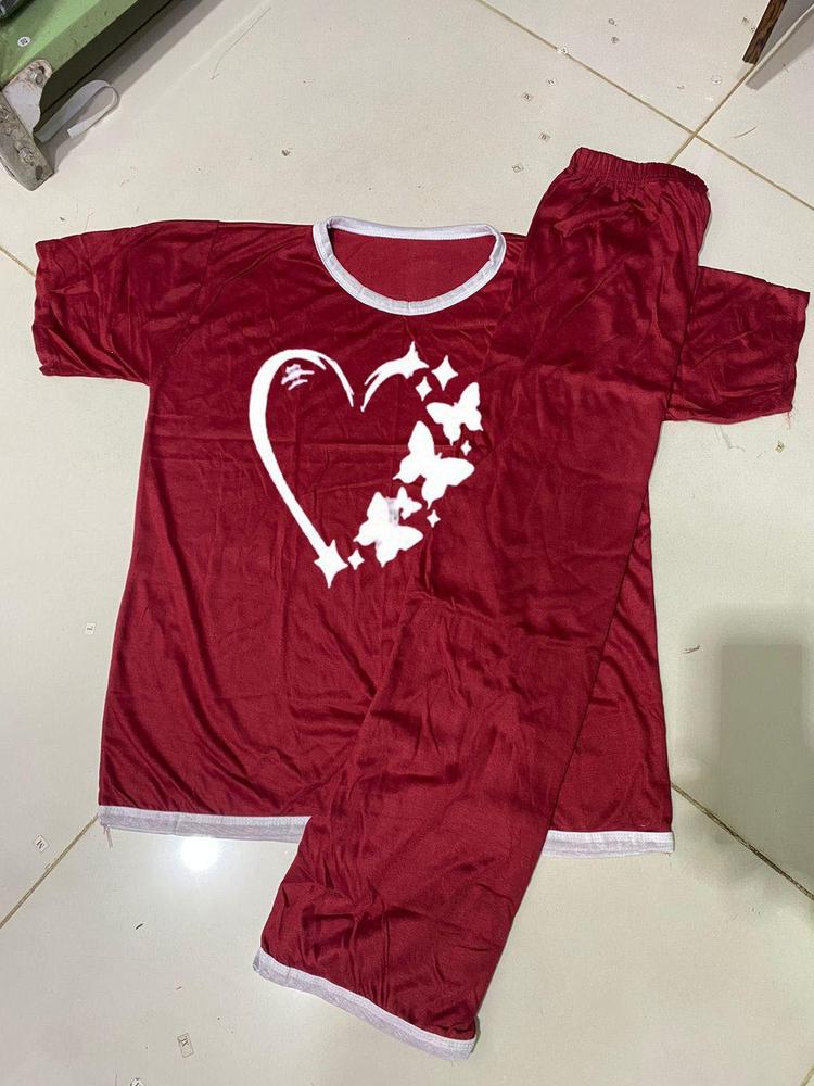 2 Pcs Women’s Cotton Jersey Printed Night Suit – Soft, Stylish & Comfortable Sleepwear | Premium Quality