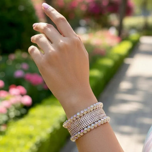 6 Pcs Funky Gold Plated Crystal Kara Bangles