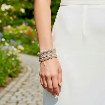 6 Pcs Funky Gold Plated Crystal Kara Bangles