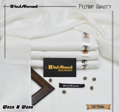 Men’s Unstitched Wash And Wear Plain Suit – All Season White