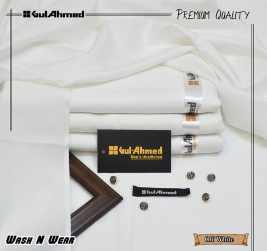 Men’s Unstitched Wash And Wear Plain Suit – All Season White