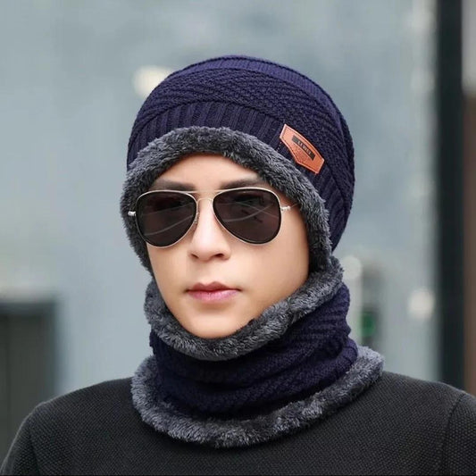 Unisex Wool Textured Beanie & Neck Warmer Set – Soft Winter Essentials (2 Pcs)