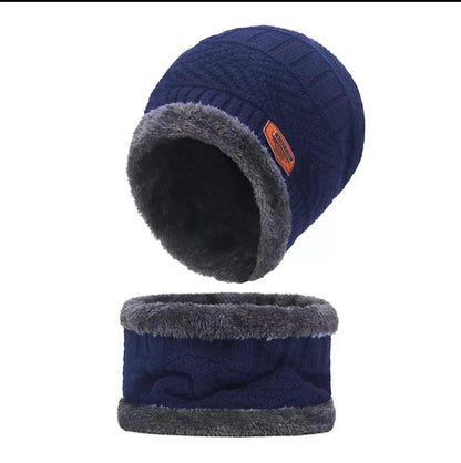 Unisex Wool Textured Beanie & Neck Warmer Set – Soft Winter Essentials (2 Pcs)