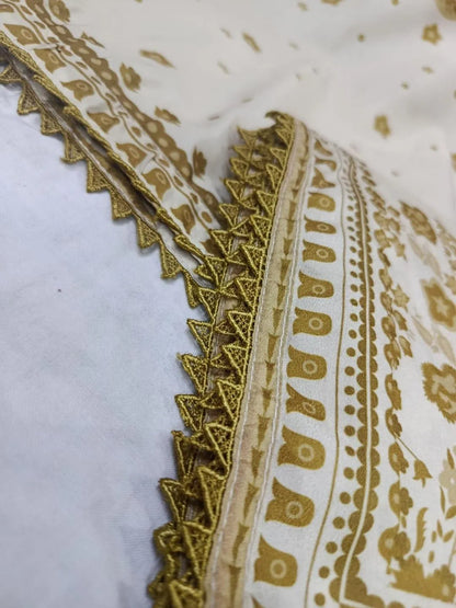 2 Pcs Women's Swiss Lawn Printed Co-Ord Set – Golden | Pista Collection