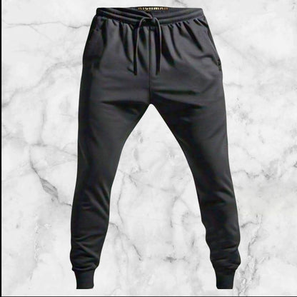 Men’s Black Polyester Track Suit – 2 Pcs Plain Round Neck Activewear Set | Comfortable & Stylish Gym Outfit