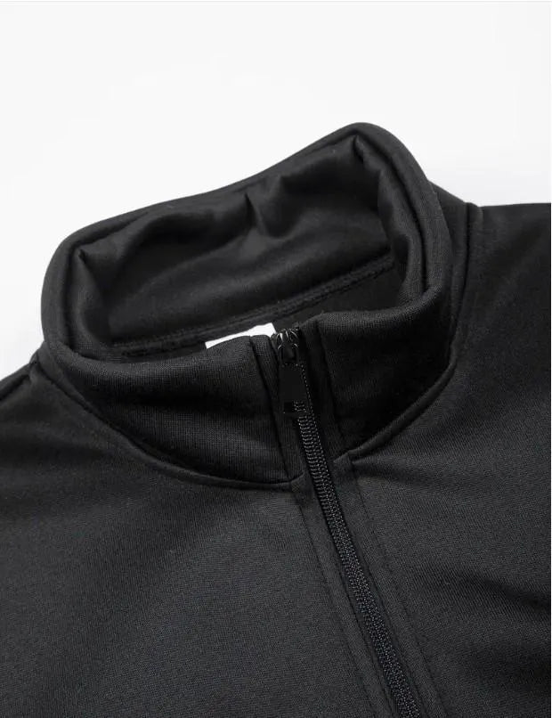 Men’s Black Fleece Zipper Track Suit – 2 Pcs Warm Winter Outfit | Stylish Plain Tracksuit for Men