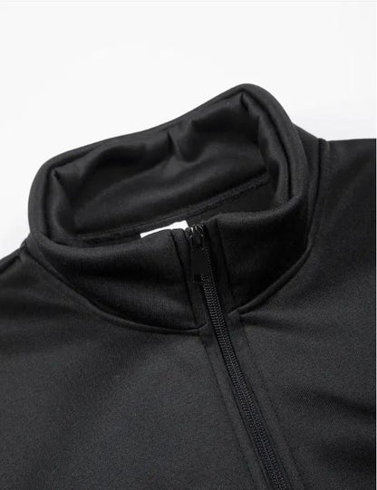 Men’s Black Fleece Zipper Track Suit – 2 Pcs Warm Winter Outfit | Stylish Plain Tracksuit for Men
