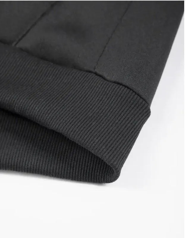 Men’s Black Fleece Zipper Track Suit – 2 Pcs Warm Winter Outfit | Stylish Plain Tracksuit for Men