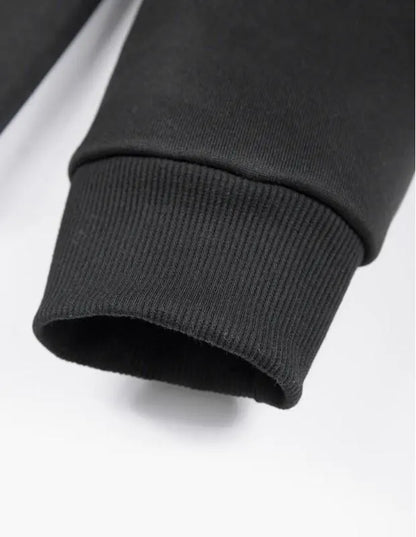 Men’s Black Fleece Zipper Track Suit – 2 Pcs Warm Winter Outfit | Stylish Plain Tracksuit for Men