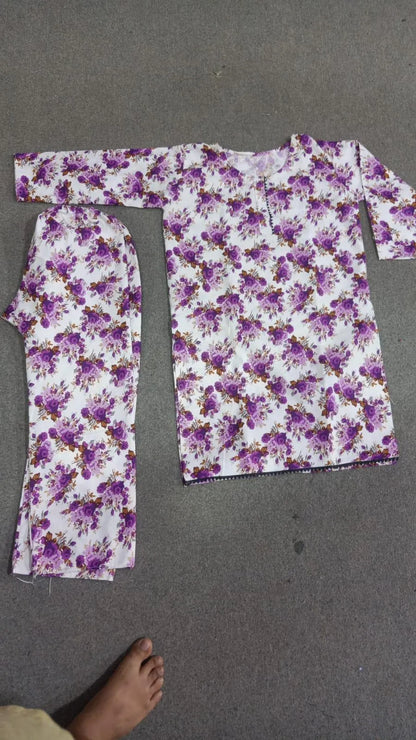 Women's Stylish Printed Crystal Wool 2-Piece Shirt & Trouser Set – Multicolor