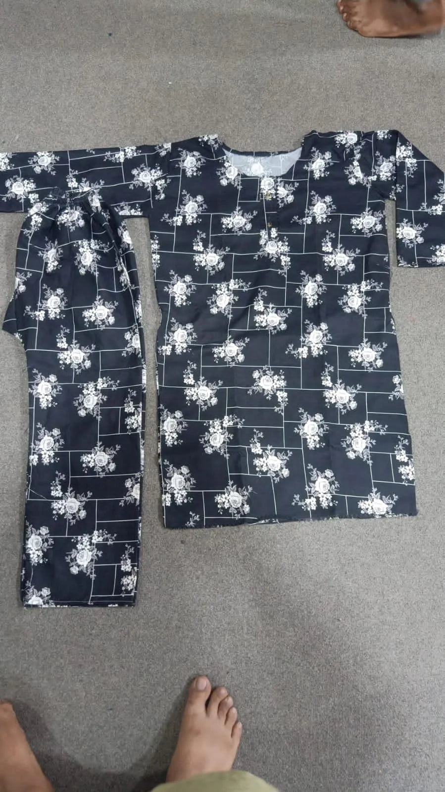 Women's Black Printed Crystal Wool 2-Piece Shirt & Trouser Set