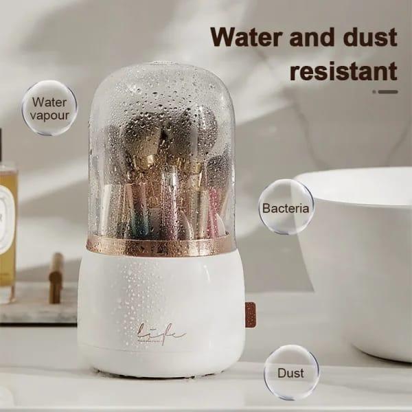 360° Rotating Makeup Organizer with Transparent Dust-Proof Lid – Compact Cosmetic Storage Box | Elegant & Durable