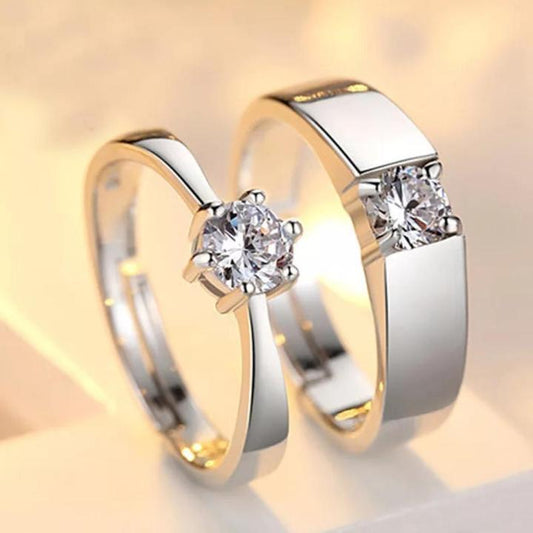 Charm Couple’s Silver Plated Ring Set – 2 Pcs
