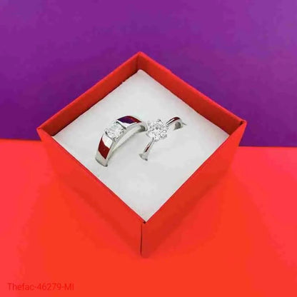 Charm Couple’s Silver Plated Ring Set – 2 Pcs