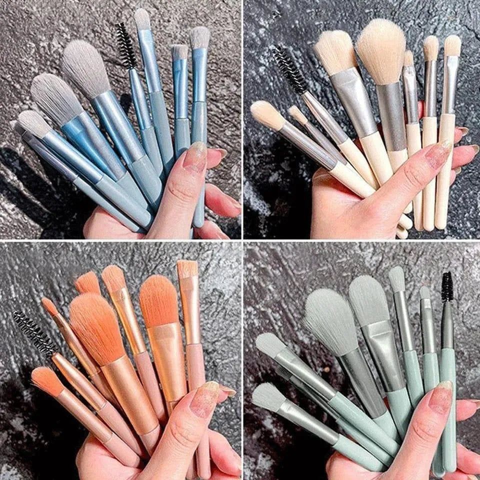 8 Pcs Professional Makeup Brushes Set – Blending & Contouring Kit | Soft, Reusable & High-Quality Makeup Accessory