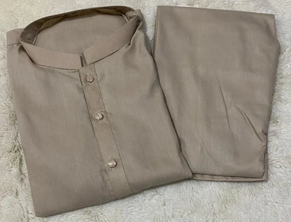 Men’s 2 Pcs Wash & Wear Plain Shalwar Kameez – Grey