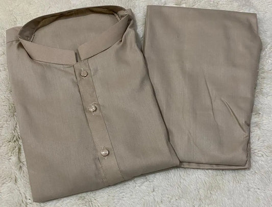 Men’s 2 Pcs Wash & Wear Plain Shalwar Kameez – Grey