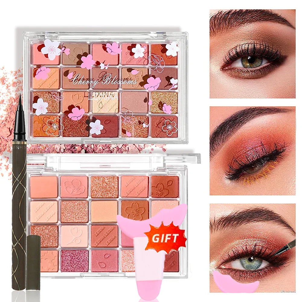 20-Color Eyeshadow Palette – Shimmer & Matte, Highly Pigmented, Blendable & Long-Lasting - Nextwave Zone