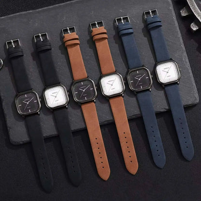 Fashion Square Minimalist Men's Quartz Watch Casual Leather Strap Wristwatch Reloj Hombre（Without Box） - Nextwave Zone