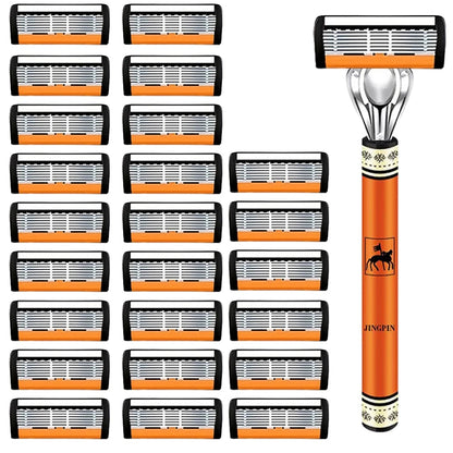 6-Layers Safety Razor Set High Quality Men Razor Sharp Stainless Steel Shaving Changeable Shaver Head Blade ﻿ - Nextwave Zone