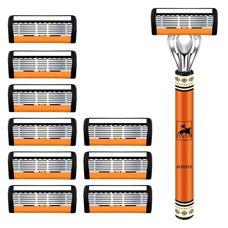 6-Layers Safety Razor Set High Quality Men Razor Sharp Stainless Steel Shaving Changeable Shaver Head Blade ﻿ - Nextwave Zone