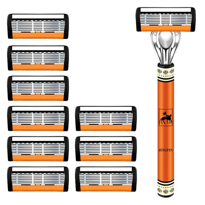 6-Layers Safety Razor Set High Quality Men Razor Sharp Stainless Steel Shaving Changeable Shaver Head Blade ﻿ - Nextwave Zone
