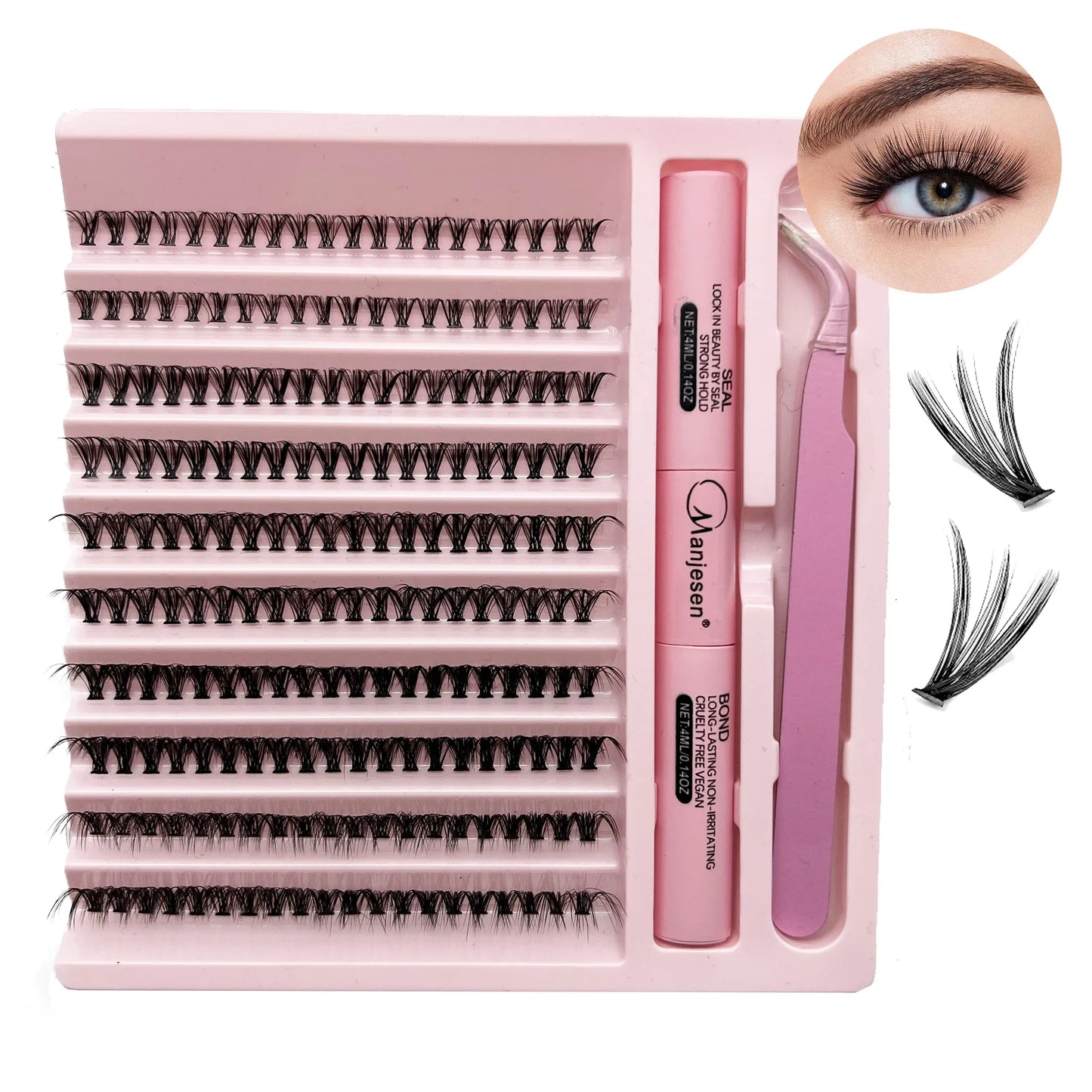 DIY Lashes Extension Kit Eyelashes 200 PCS Clusters Lash Bond and Seal Makeup Tools for Gluing Lashes Gluing Glue Accessories - Nextwave Zone