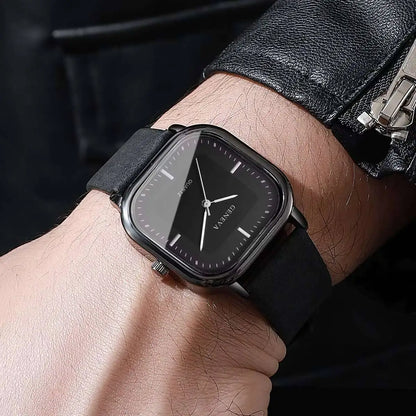 Fashion Square Minimalist Men's Quartz Watch Casual Leather Strap Wristwatch Reloj Hombre（Without Box） - Nextwave Zone