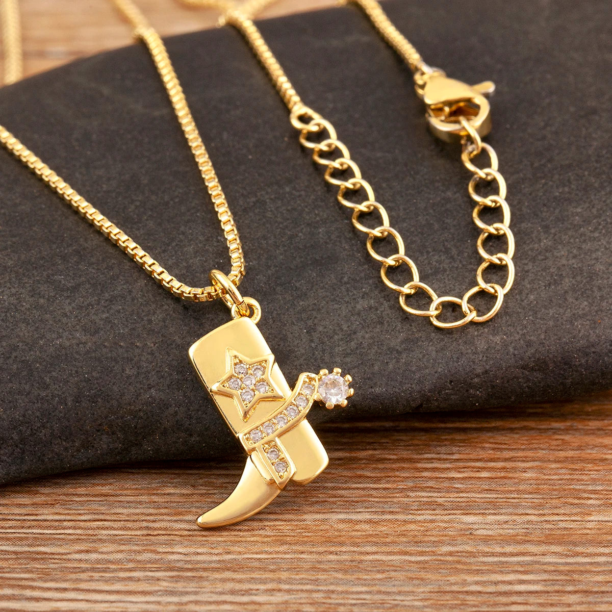Nidin New Arrival Punk Boot Shape Zircon Pendant Necklace 3 Styles Choice For Female Male Trendy Personality Jewelry Party Gifts - Nextwave Zone