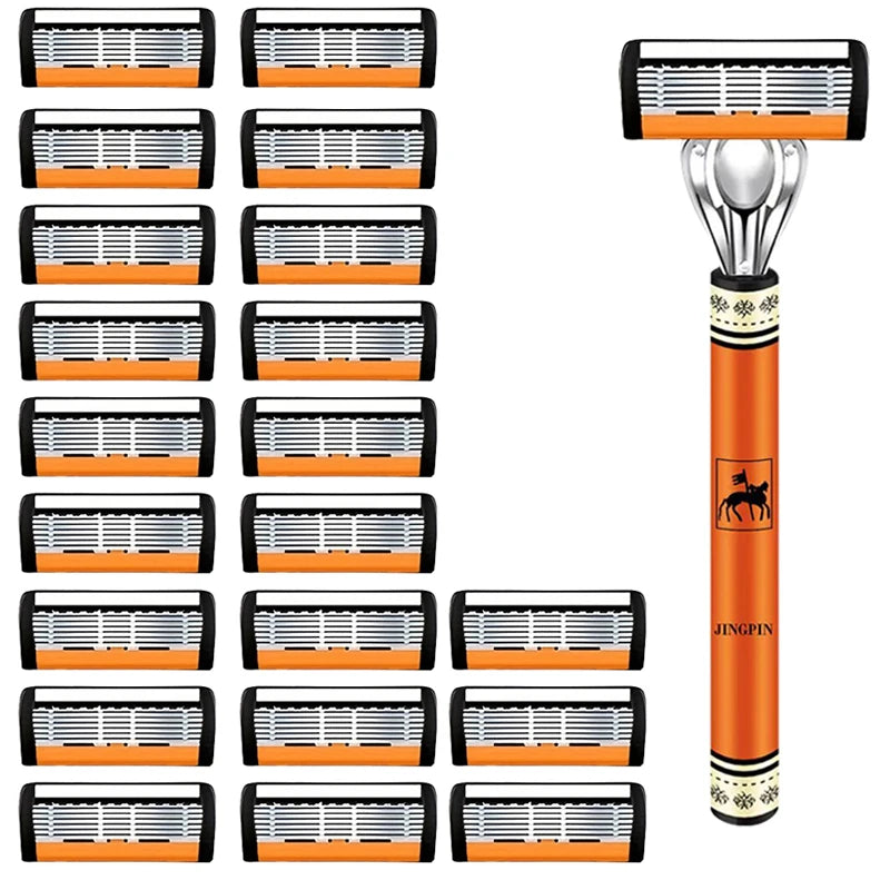 6-Layers Safety Razor Set High Quality Men Razor Sharp Stainless Steel Shaving Changeable Shaver Head Blade ﻿ - Nextwave Zone