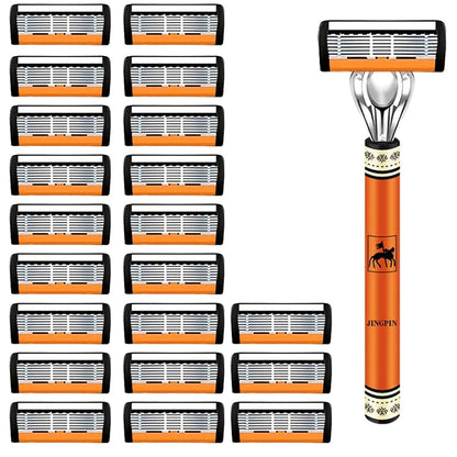 6-Layers Safety Razor Set High Quality Men Razor Sharp Stainless Steel Shaving Changeable Shaver Head Blade ﻿ - Nextwave Zone
