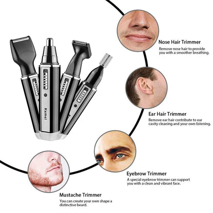 4in1 Rechargeable Nose Trimmer Beard Trimmer for Men Ear Eyebrow Nose Hair Trimmer for Nose and Ear Hair Removal Clean Machine - Nextwave Zone