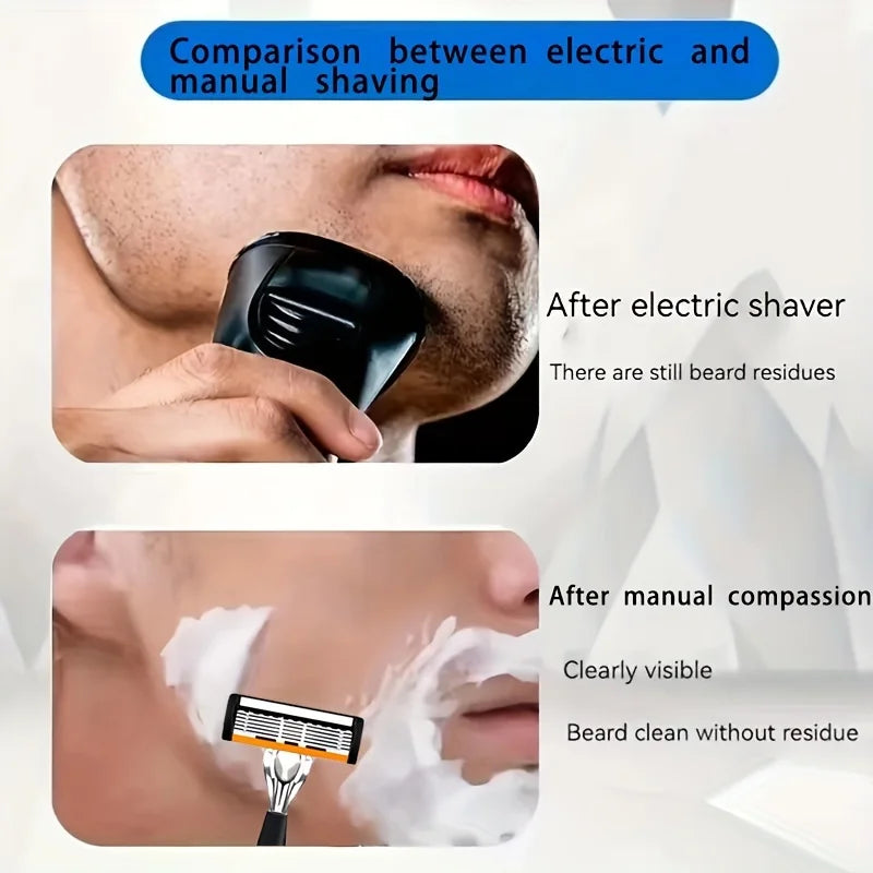 6-Layers Safety Razor Set High Quality Men Razor Sharp Stainless Steel Shaving Changeable Shaver Head Blade ﻿ - Nextwave Zone