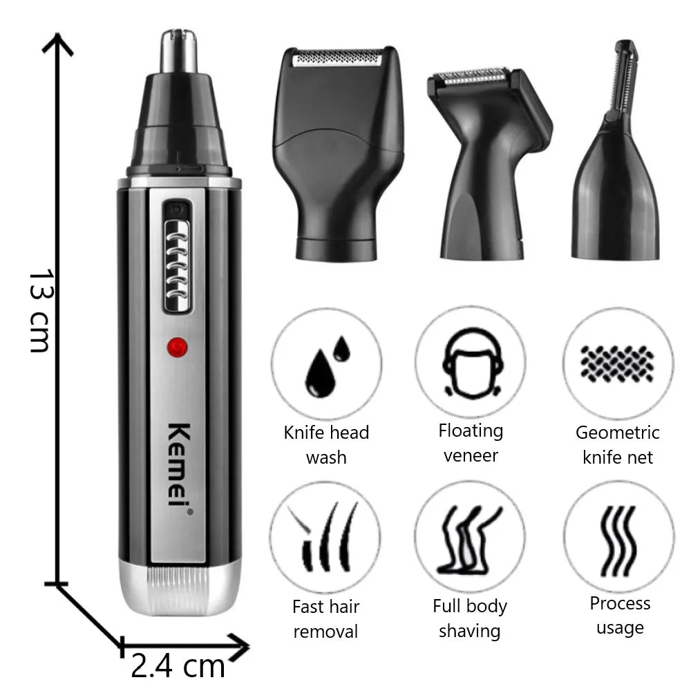 4in1 Rechargeable Nose Trimmer Beard Trimmer for Men Ear Eyebrow Nose Hair Trimmer for Nose and Ear Hair Removal Clean Machine - Nextwave Zone