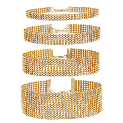 Silver Plated Crystal Women Popular Bundle Neck Element Necklace Extra Wide Wedding Party Diamante Choker Jewelry Gifts - Nextwave Zone