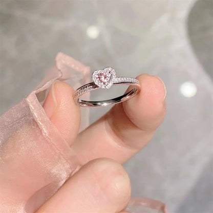 2024 New Fashion Heart Pink Moissanite Wedding Rings for Women Ladies Engagement Rings Jewelry Party Gifts Accessories - Nextwave Zone