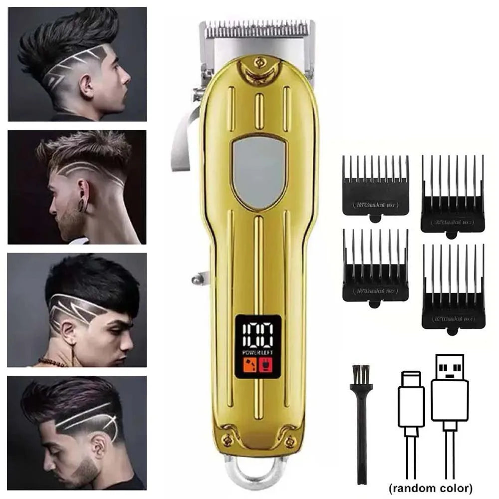 Professional Hair Clipper and Trimmer Set Men Electric Razor Shavers Beard Trimmer Rechargeable Barber Clippers Haircut Kit - Nextwave Zone