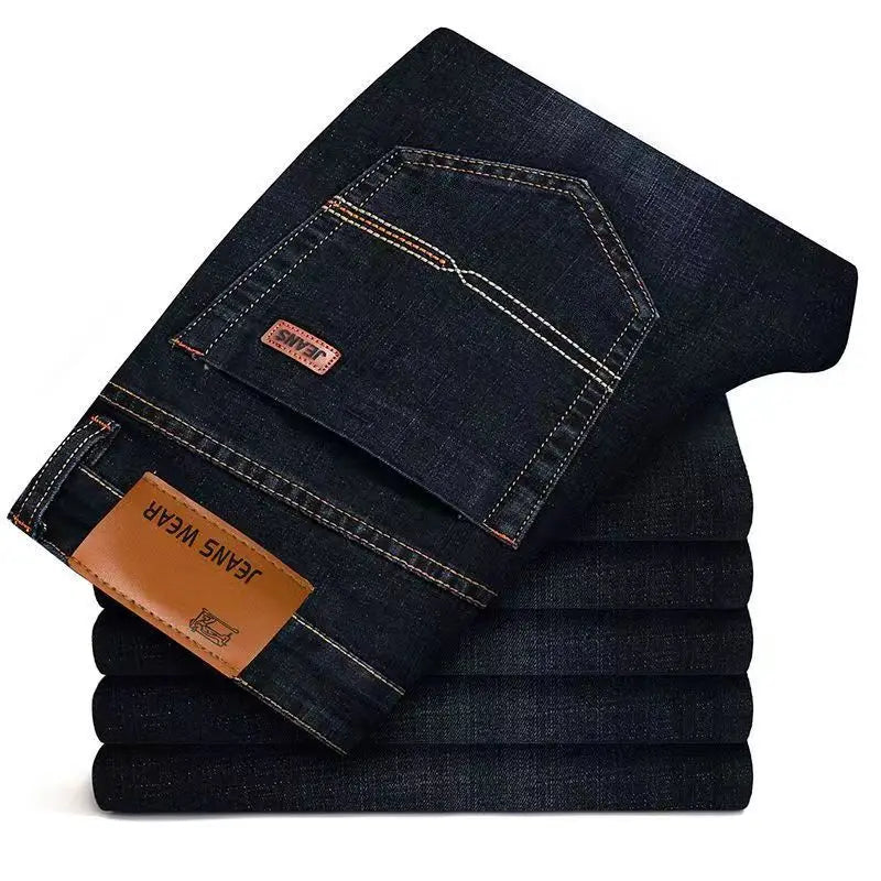 JEAN New Business Men's Jeans Casual Straight Stretch Fashion Classic Blue Black Work Denim Trousers Male Brand Clothing - Nextwave Zone