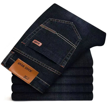 JEAN New Business Men's Jeans Casual Straight Stretch Fashion Classic Blue Black Work Denim Trousers Male Brand Clothing - Nextwave Zone