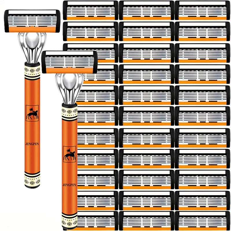 6-Layers Safety Razor Set High Quality Men Razor Sharp Stainless Steel Shaving Changeable Shaver Head Blade ﻿ - Nextwave Zone