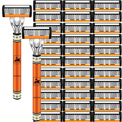 6-Layers Safety Razor Set High Quality Men Razor Sharp Stainless Steel Shaving Changeable Shaver Head Blade ﻿ - Nextwave Zone