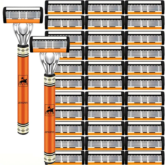 6-Layers Safety Razor Set High Quality Men Razor Sharp Stainless Steel Shaving Changeable Shaver Head Blade ﻿ - Nextwave Zone