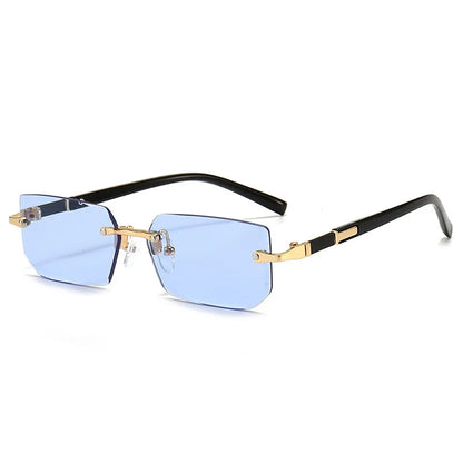 Rimless Sunglasses Rectangle Fashion Popular Women Men Shades Small Square Sun Glasses For Female Male Summer Traveling Oculos - Nextwave Zone