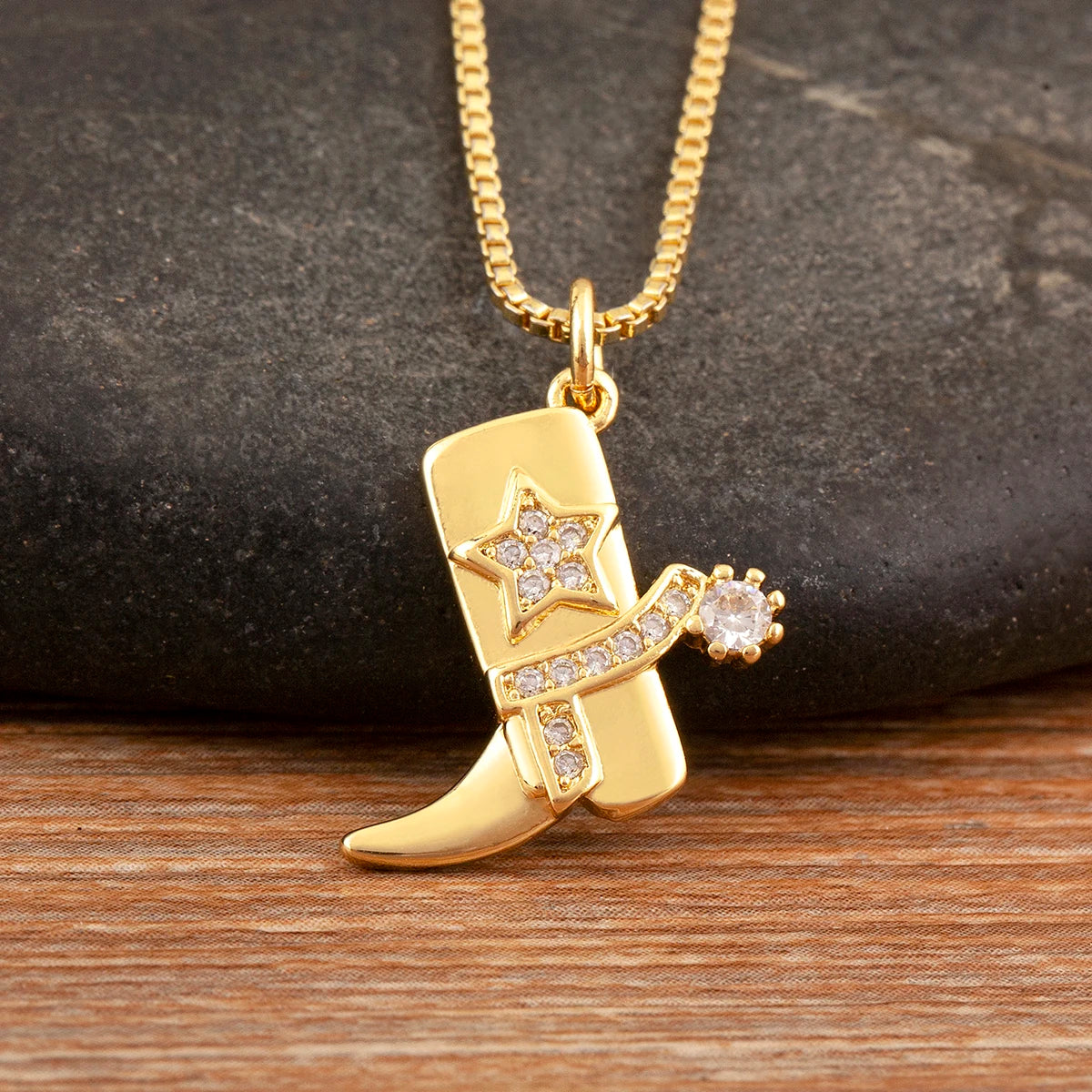 Nidin New Arrival Punk Boot Shape Zircon Pendant Necklace 3 Styles Choice For Female Male Trendy Personality Jewelry Party Gifts - Nextwave Zone