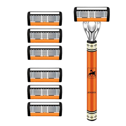 6-Layers Safety Razor Set High Quality Men Razor Sharp Stainless Steel Shaving Changeable Shaver Head Blade ﻿ - Nextwave Zone