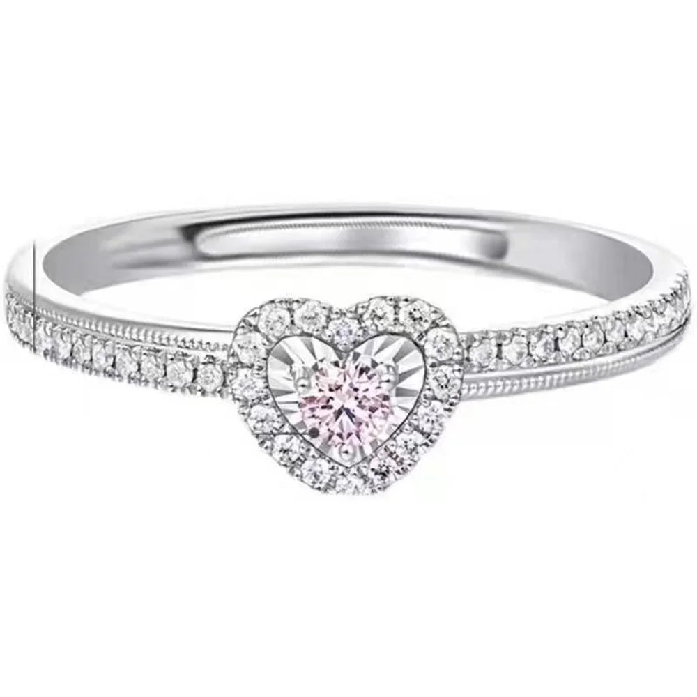 2024 New Fashion Heart Pink Moissanite Wedding Rings for Women Ladies Engagement Rings Jewelry Party Gifts Accessories - Nextwave Zone