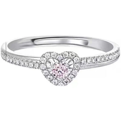 2024 New Fashion Heart Pink Moissanite Wedding Rings for Women Ladies Engagement Rings Jewelry Party Gifts Accessories - Nextwave Zone