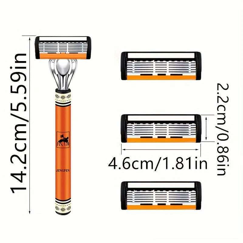 6-Layers Safety Razor Set High Quality Men Razor Sharp Stainless Steel Shaving Changeable Shaver Head Blade ﻿ - Nextwave Zone